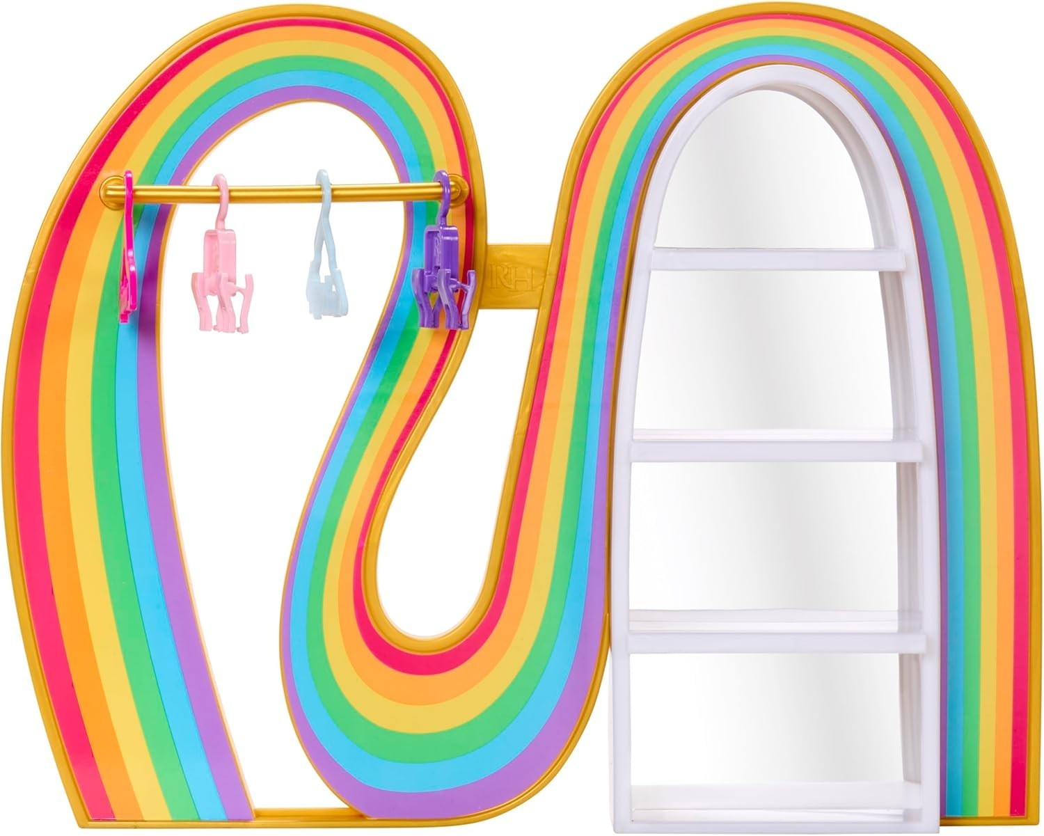 Fashion Doll Closet Playset Rainbow Outfits Shoes Purses Rack Set
