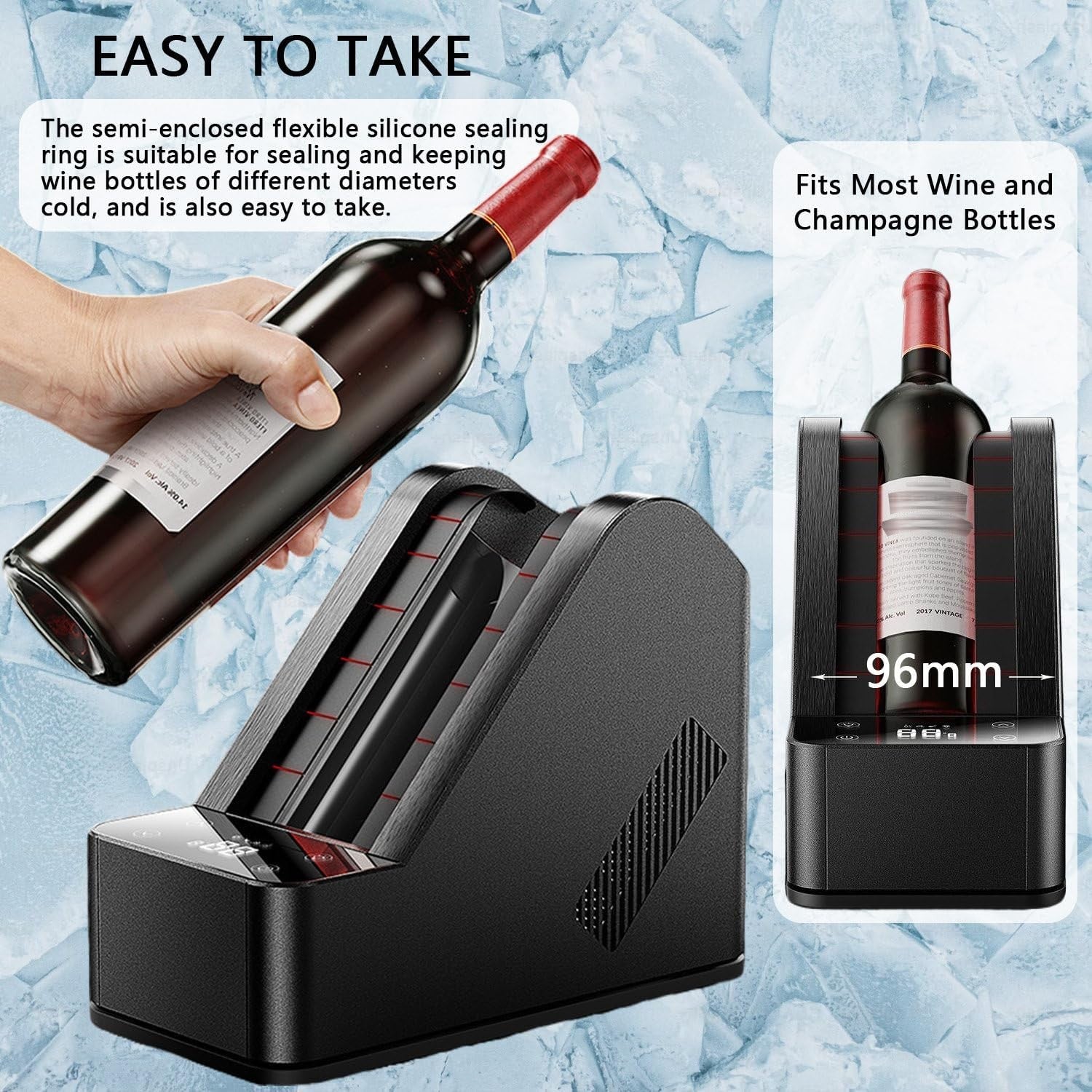 Electric Wine Chiller Single Bottle Cooler Digital Display Stainless Steel