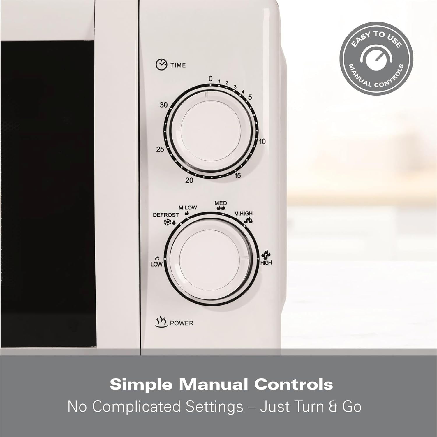 Hamilton Beach 20L Microwave 700W 5 Power Levels Manual White Stainless