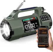 Emergency Radio with APP Control, Hand Crank, Solar, AM/FM/SW/VHF