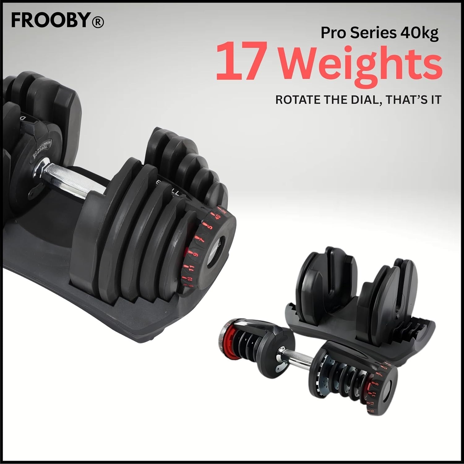 5–40KG Adjustable Dumbbell 17-in-1 Quick Dial Weight Home Gym Strength