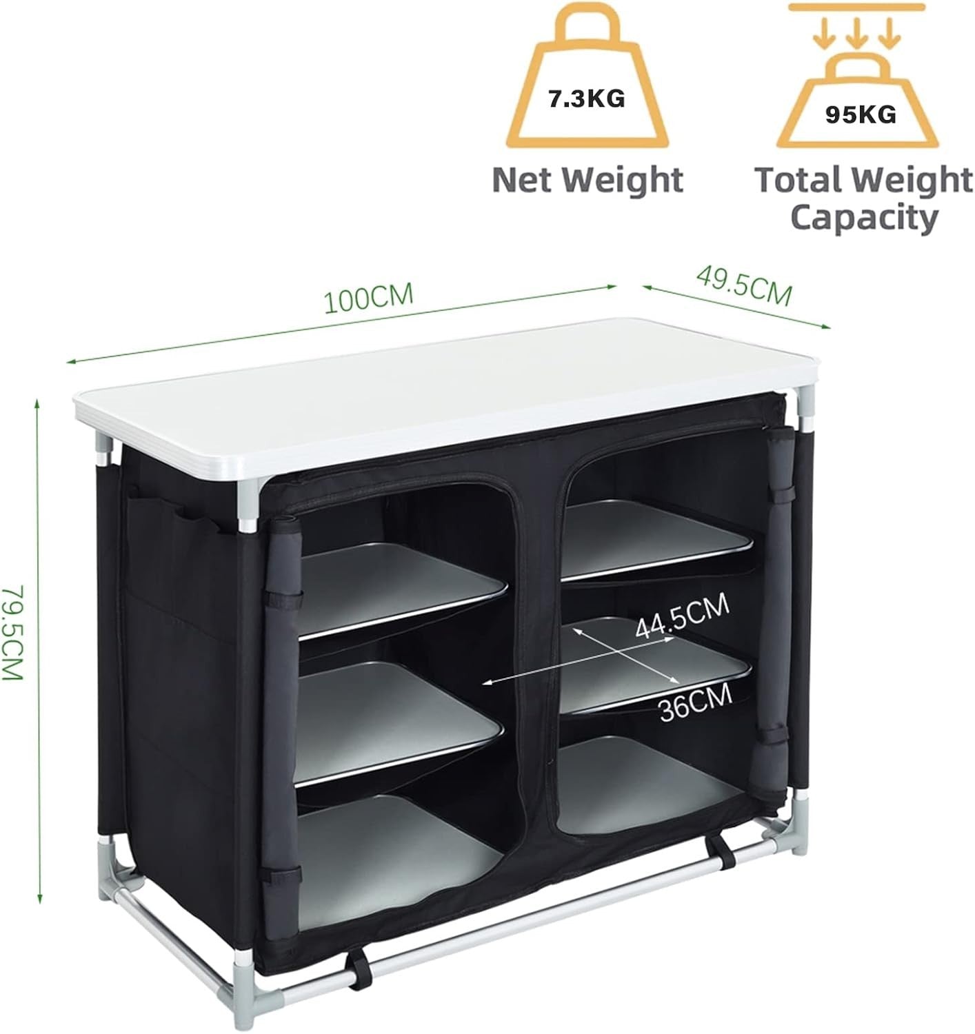 Portable Outdoor Camping Kitchen Unit with Storage, Foldable, Lightweight