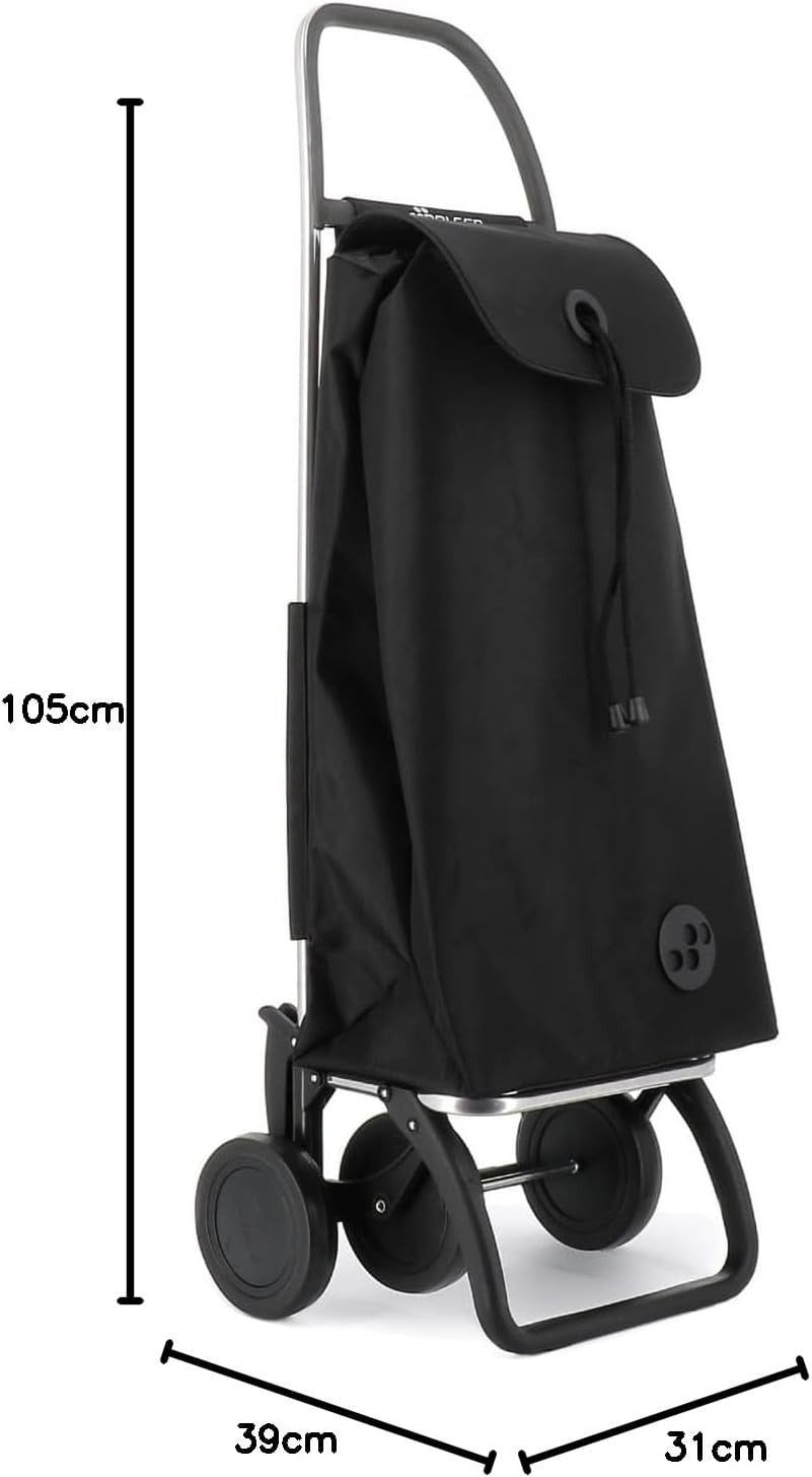 Folding 4-Wheel Shopping Trolley Aluminium Backpack Bag Lightweight Black