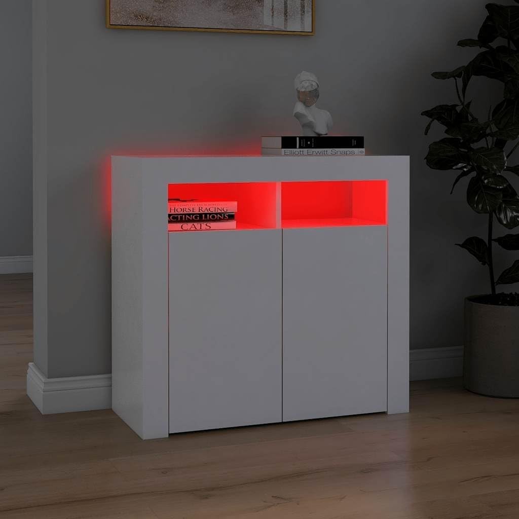 White LED Sideboard Cabinet RGB Lights Storage Unit for Living Room**