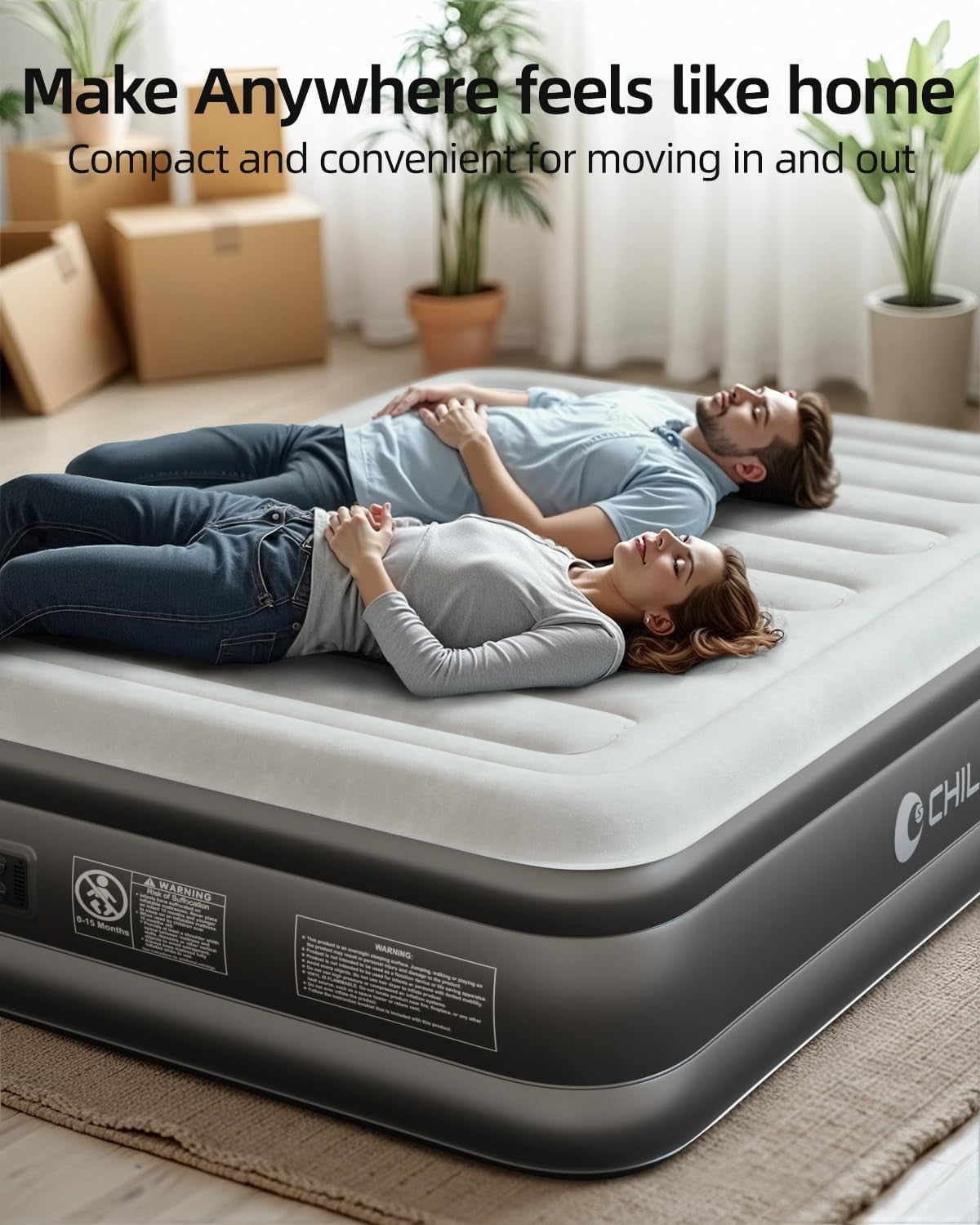 King Size Inflatable Air Mattress with Built-In Pump – Quick Inflate, Portable B