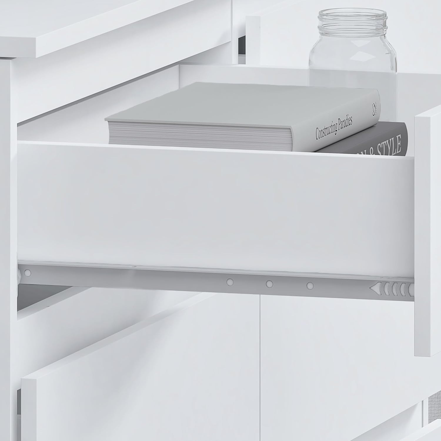 8 Drawer Chest Bedroom Storage Unit White Modern Deep Drawers Wood