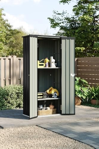 Metal Garden Storage Cabinet Outdoor Shed with 2 Adjustable Shelves Lockable