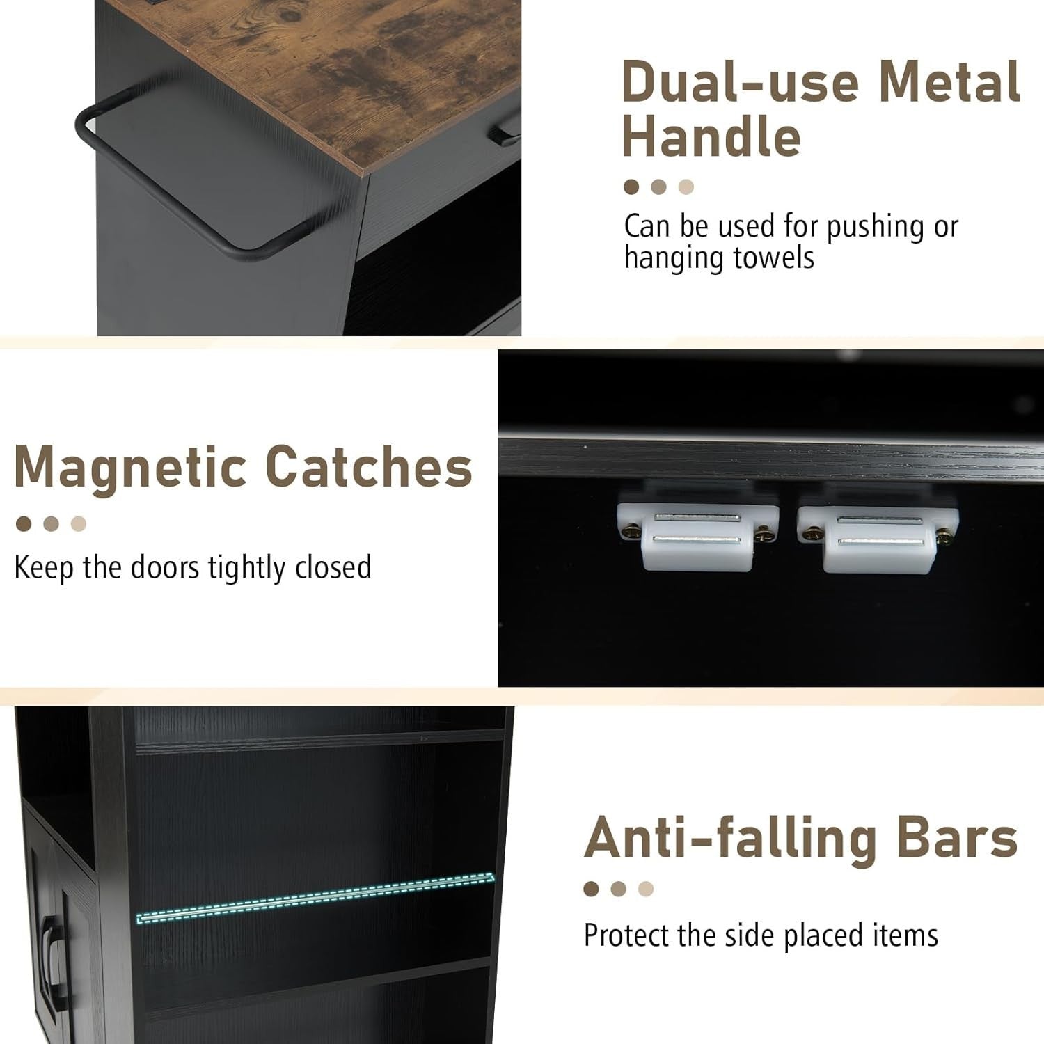 Kitchen Island Trolley with Cabinet Drawer Spice Rack