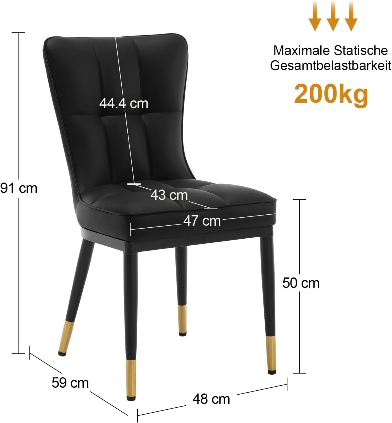 High Back Faux Leather Dining Chairs Set of 2 Modern Padded Accent Seats