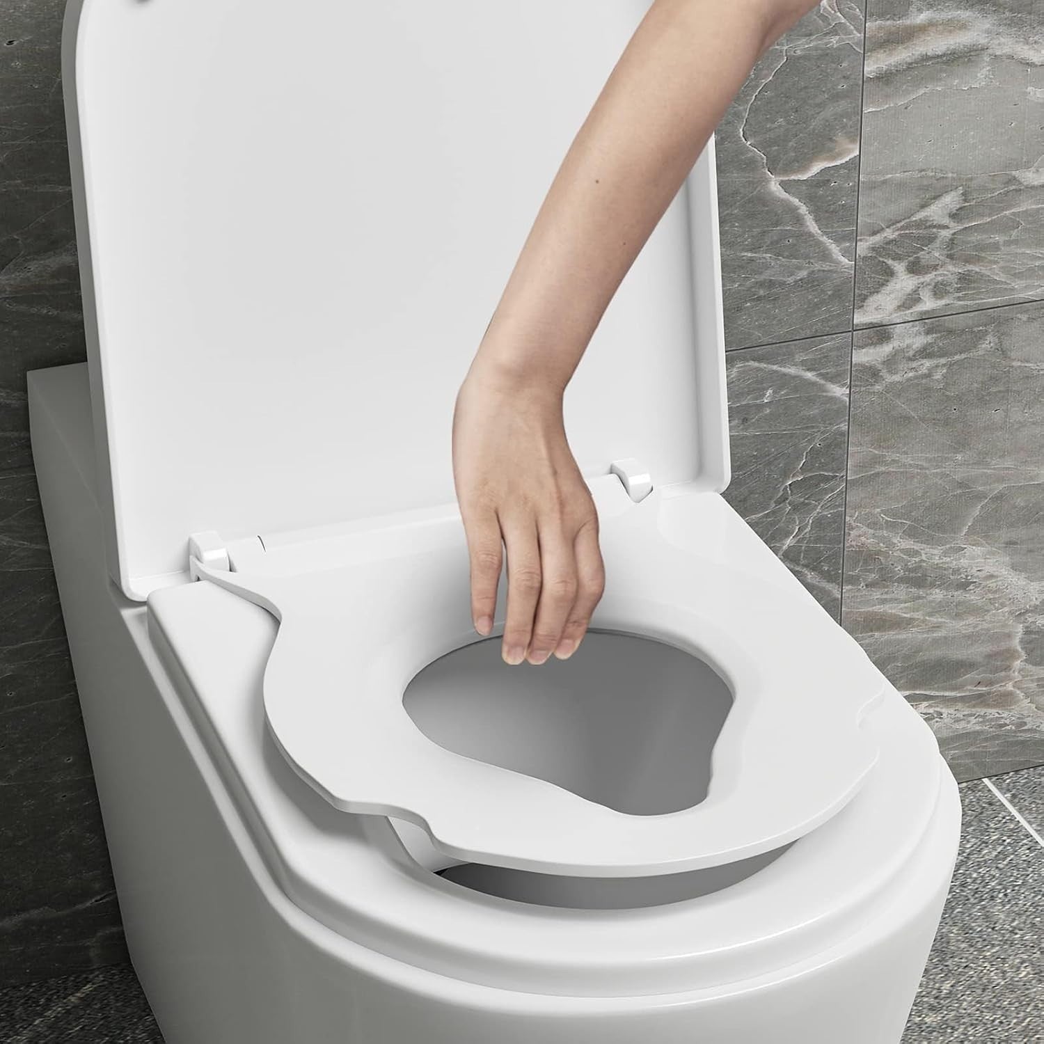 Family Toilet Seat Soft Close D-Shape Quick Release Removable Child Seat White