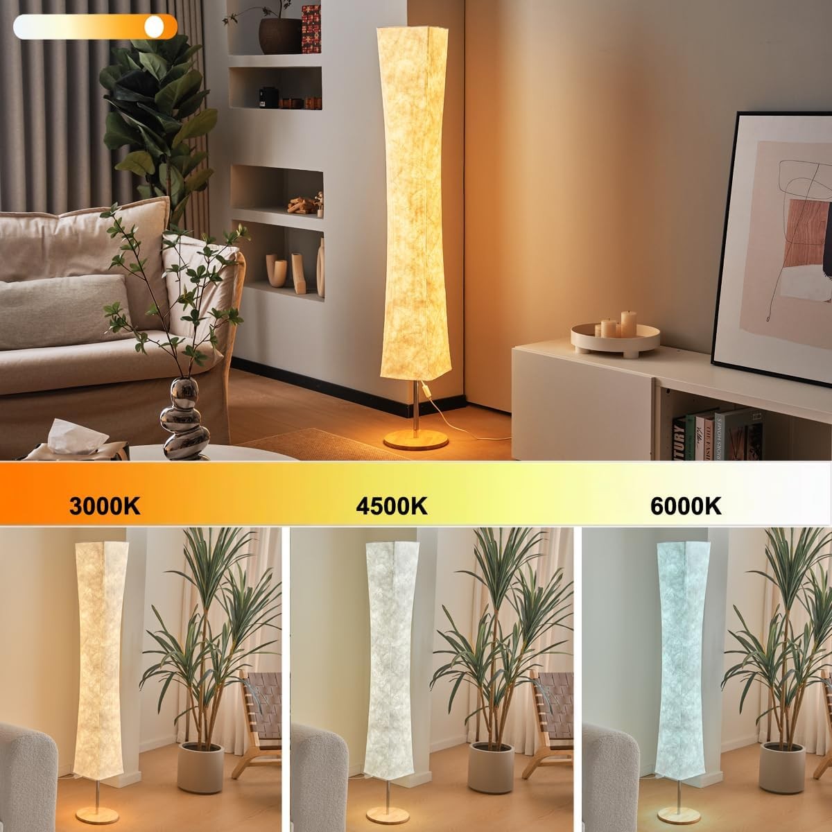 LED Floor Lamp Remote Dimmable 3 Colour Modern Standing Corner Light