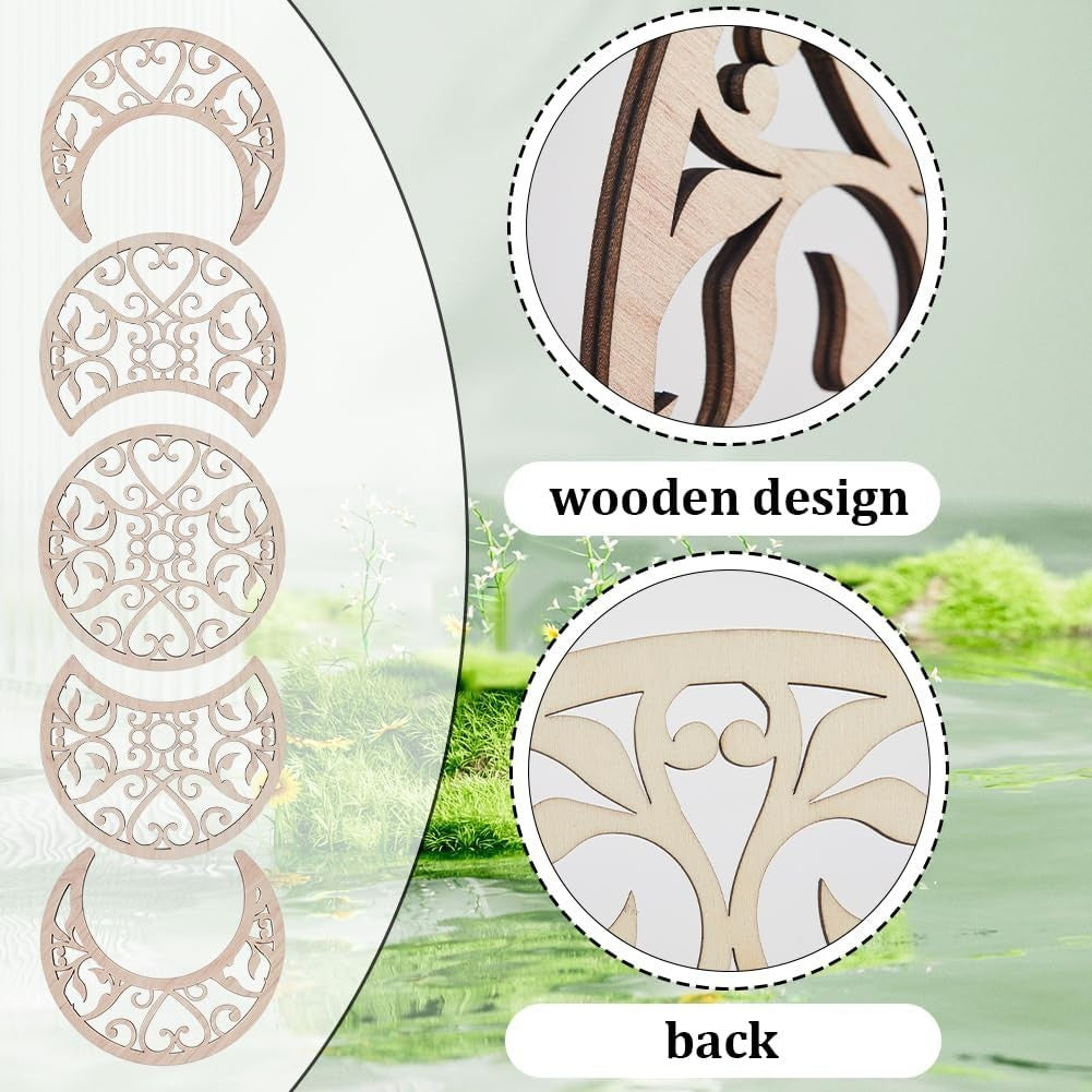 Moon Phase Wall Decor Wooden Boho Witchy 5-Piece Art