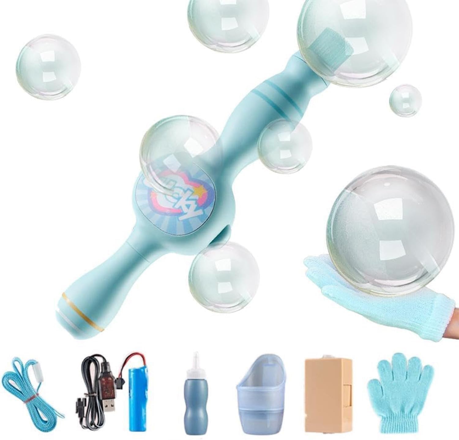 Smoke Bubble Wand Fog Effect Magic Bubble Gun Toy Blue