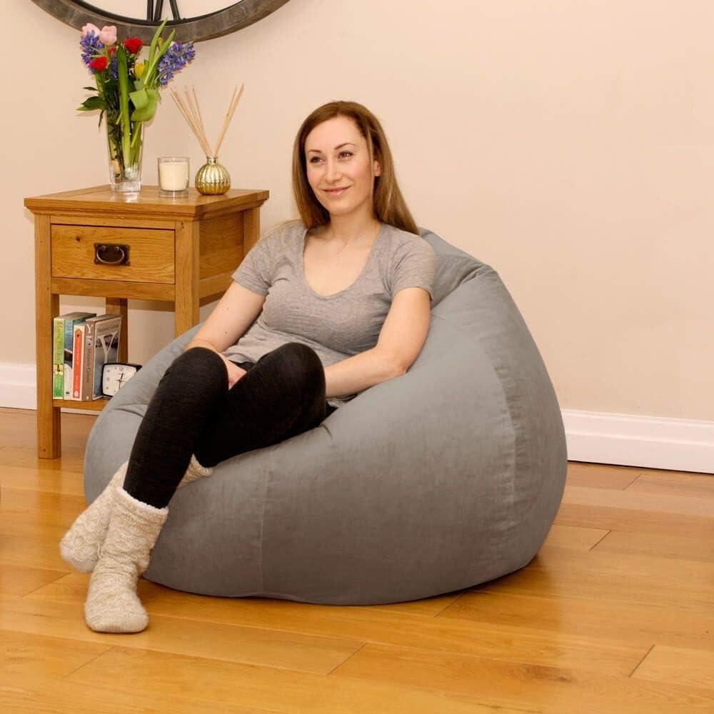 Velvet Slouch Bean Bag Chair XL Floor Seat Teens Adults Bedroom Lounge