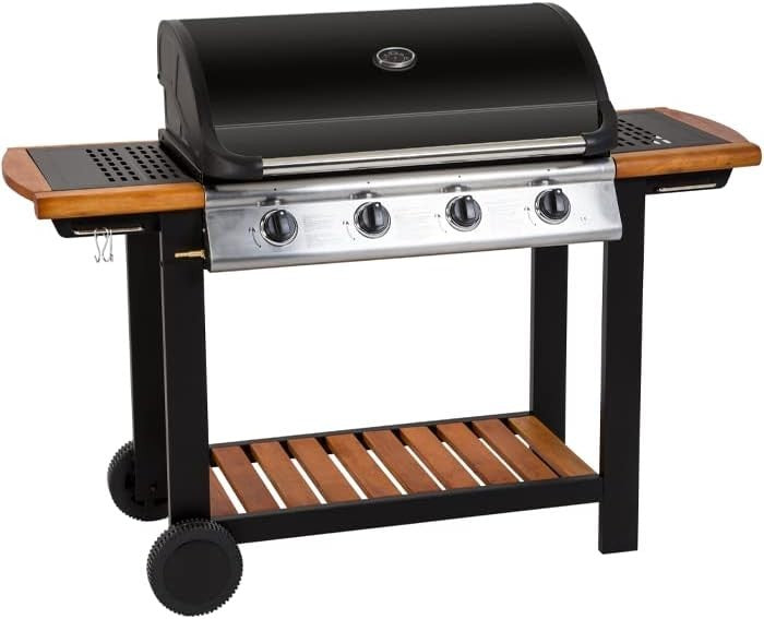 4 Burner Gas BBQ Grill with Side Shelves Heavy Duty Outdoor Garden Party Set