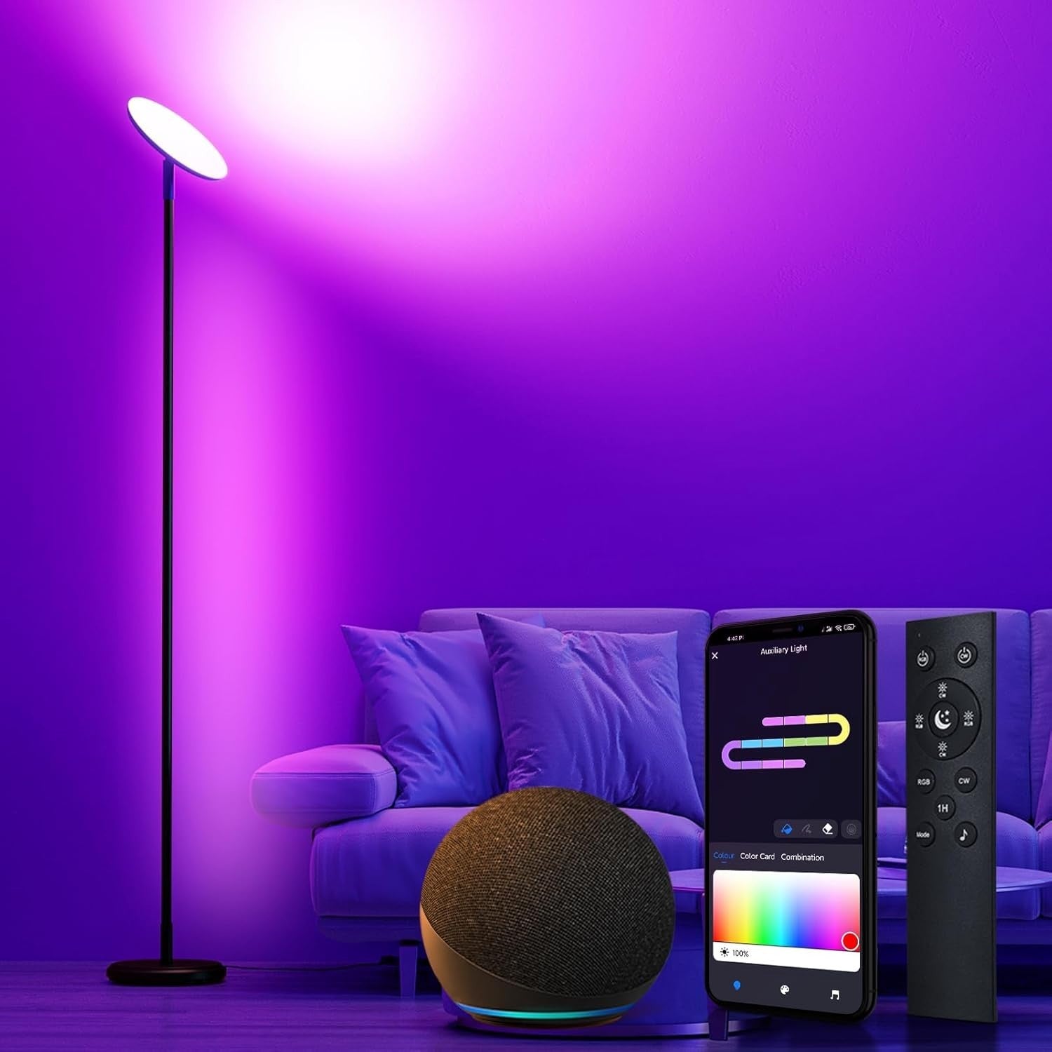 Smart RGBIC LED Floor Lamp 3000LM with WiFi, Music Sync & App Control