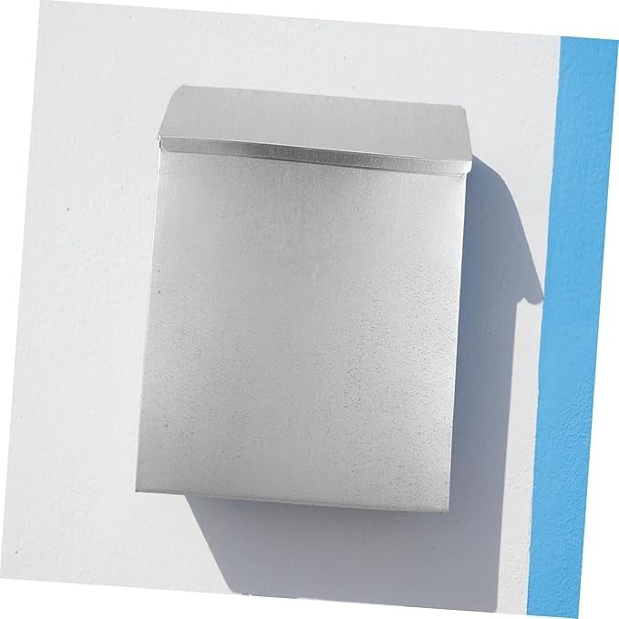 Locking Wall Mount Mailbox Silver Iron Secure Suggestion Box Outdoor Use