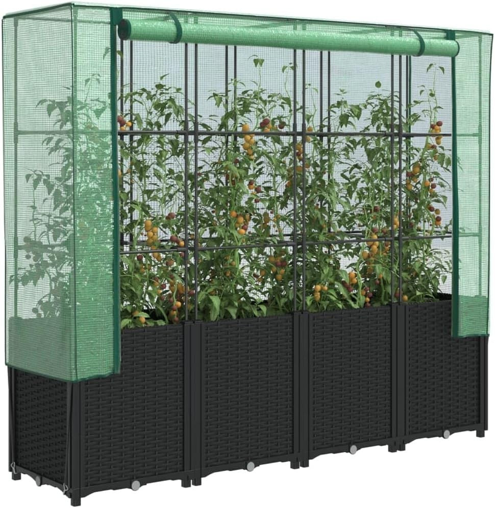 Raised Garden Bed Planter 160x40x53cm with Greenhouse Cover for Vegetables