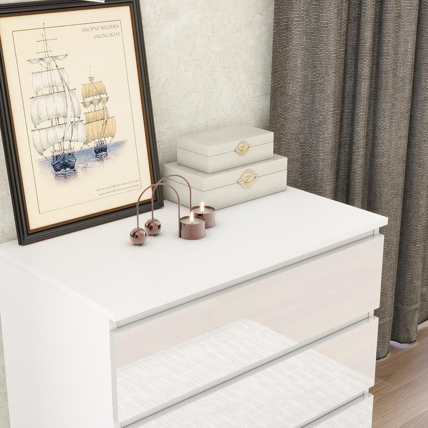 High-Gloss 3 Drawer Chest Storage Cabinet Bedroom Living Room Organizer Unit