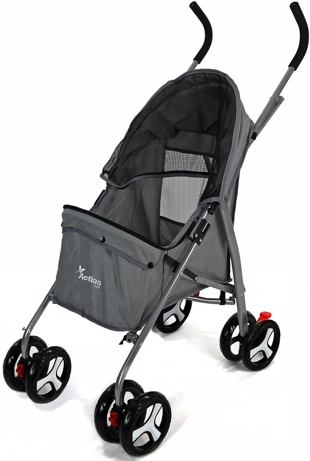 Pet Travel Stroller Dog Cat Pushchair Waterproof Foldable 4 Wheel Grey