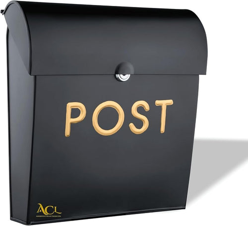 Lockable Wall Mounted Mailbox Black – Weatherproof, Secure, Easy Install, Modern