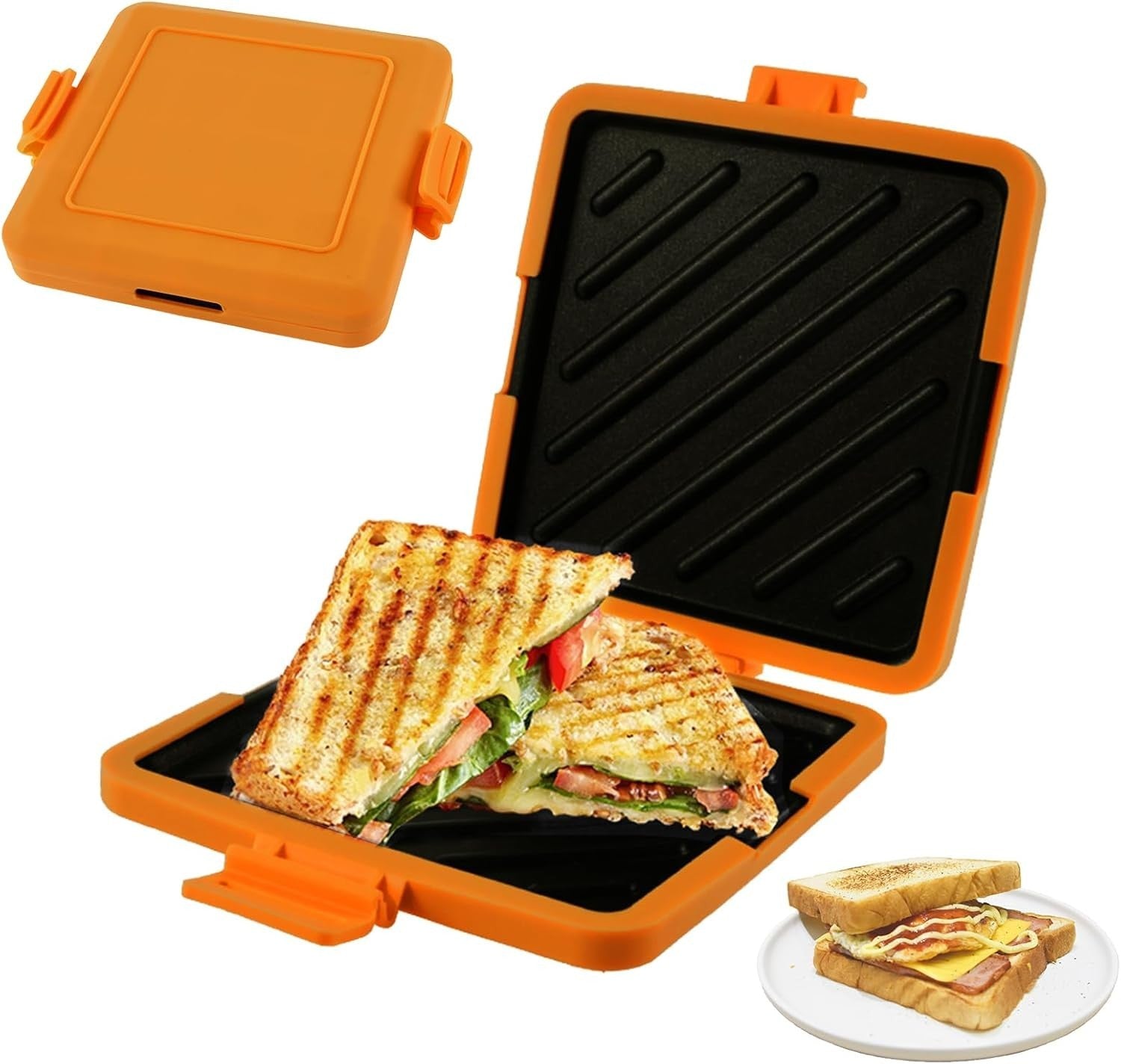 Microwave Toastie Maker Non-Stick Silicone Heatwave Technology Orange