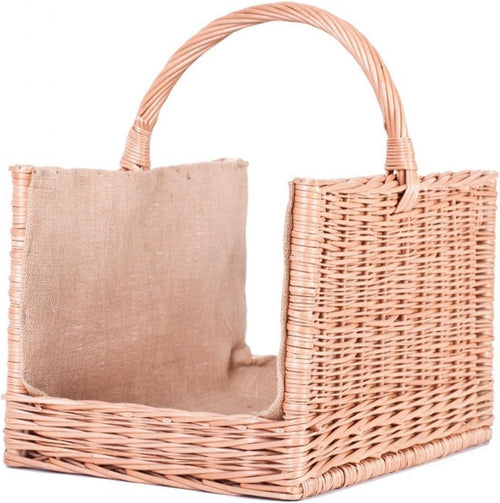 Premium Indoor Wicker Log Basket with Handle – Stylish, Durable Wood Storage