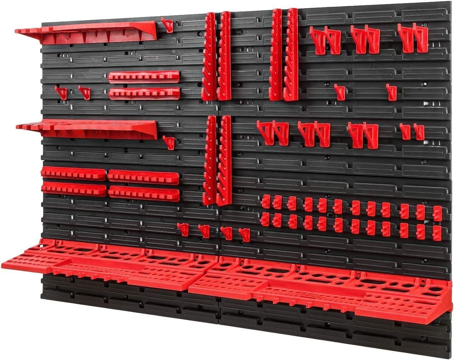 Wall Mounted Tool Peg Board Set Garage Workshop Storage Rack Red