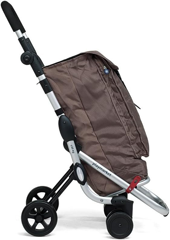 Premium Foldable Shopping Trolley Black Sturdy Waterproof Fabric & Metal