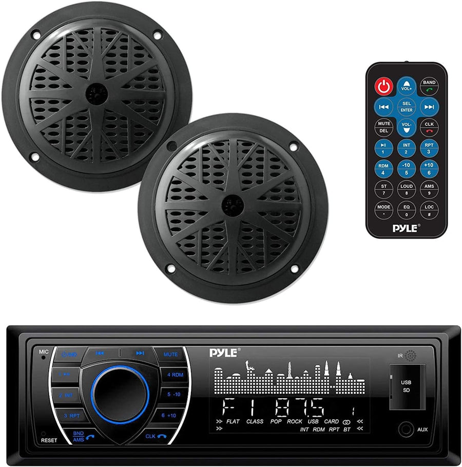 Pyle Marine Headunit Receiver Kit Waterproof 5.25" Speakers Bluetooth