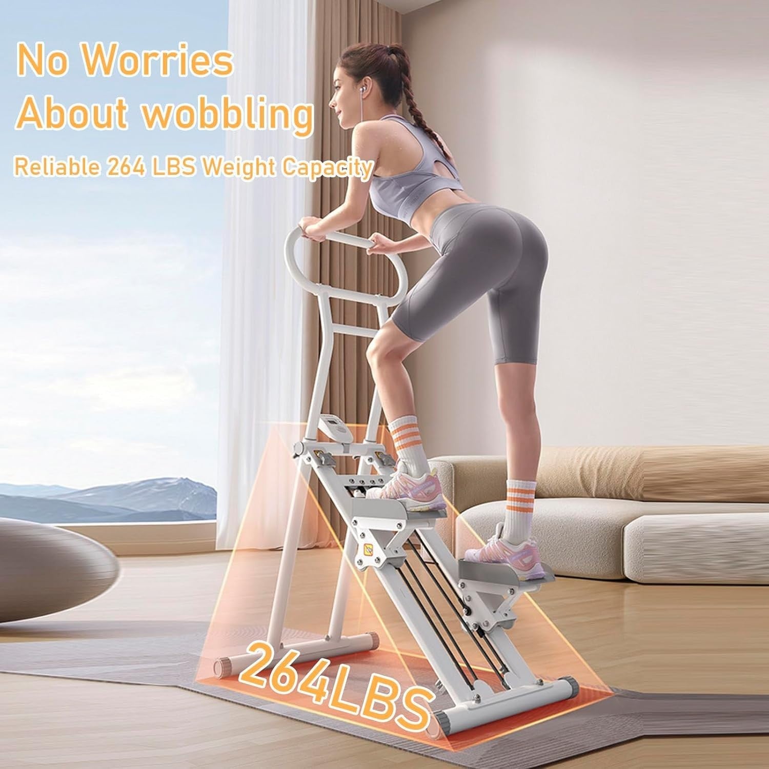Foldable Vertical Climber Exercise Machine w/ LED Monitor & 264lb Capacity