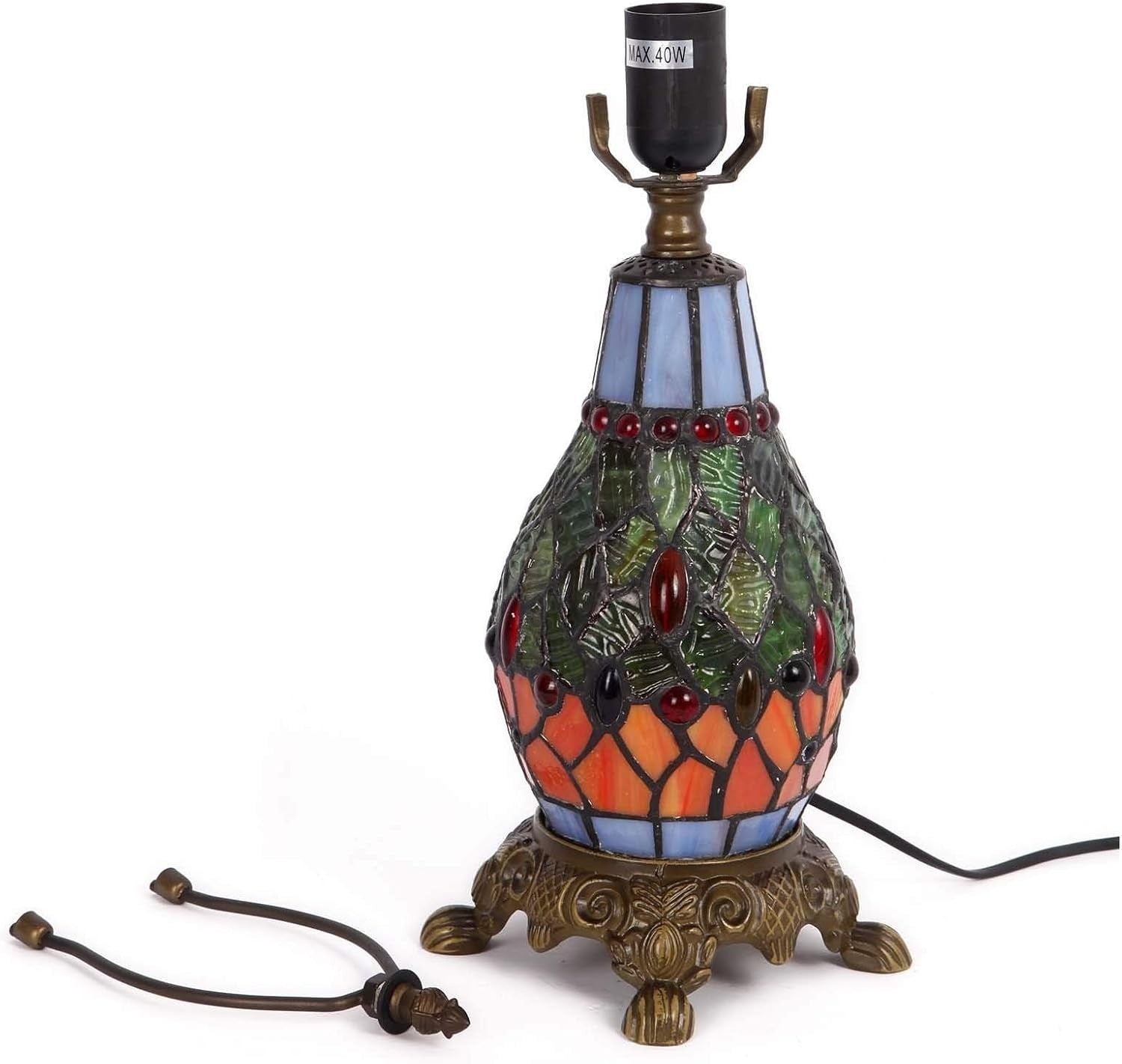 Dragonfly Tiffany Table Lamp 19” Tall Handmade Stained Glass Light