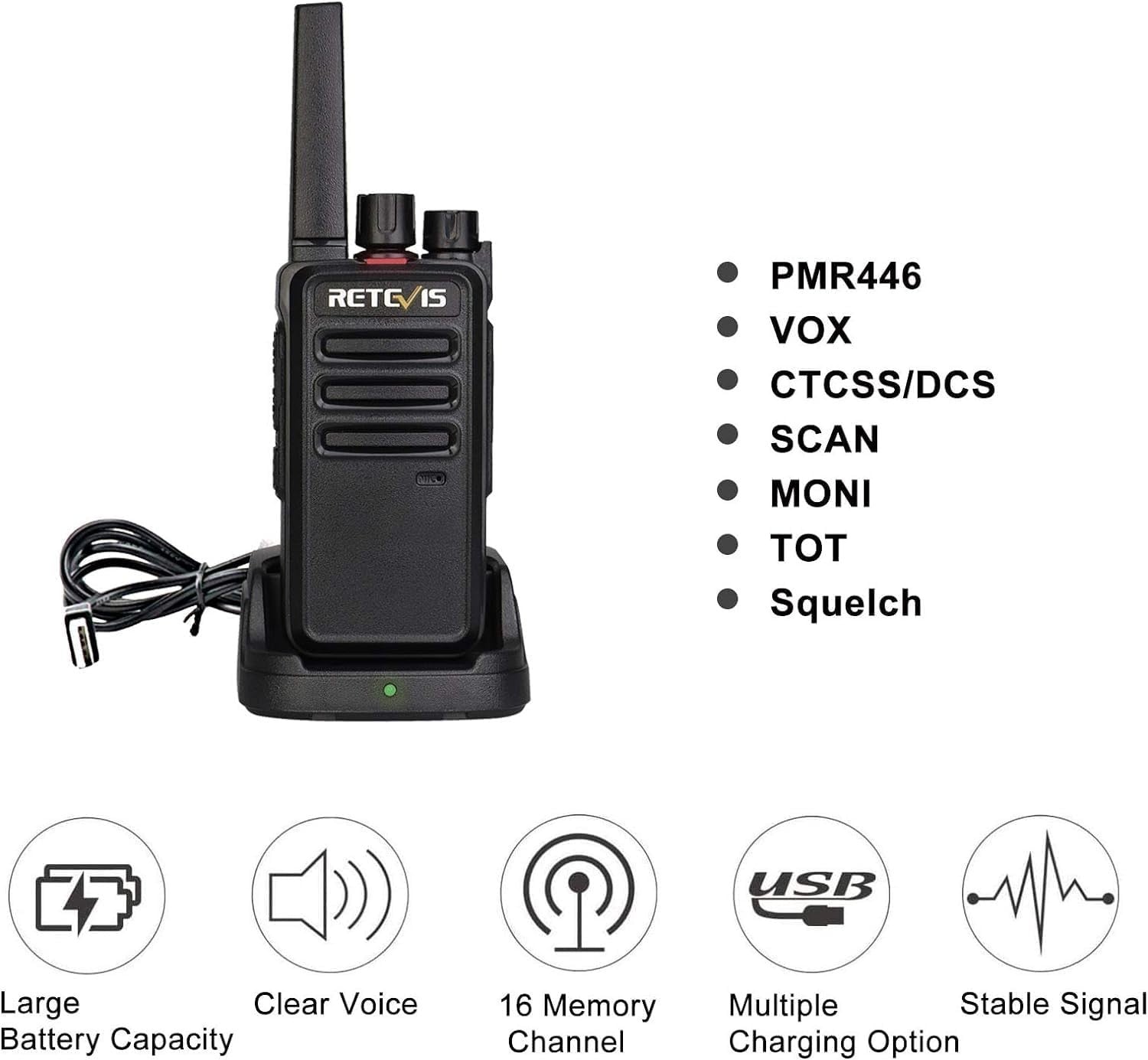 PMR446 Walkie Talkies 20 Pack Rechargeable VOX 16CH Long Range Radio