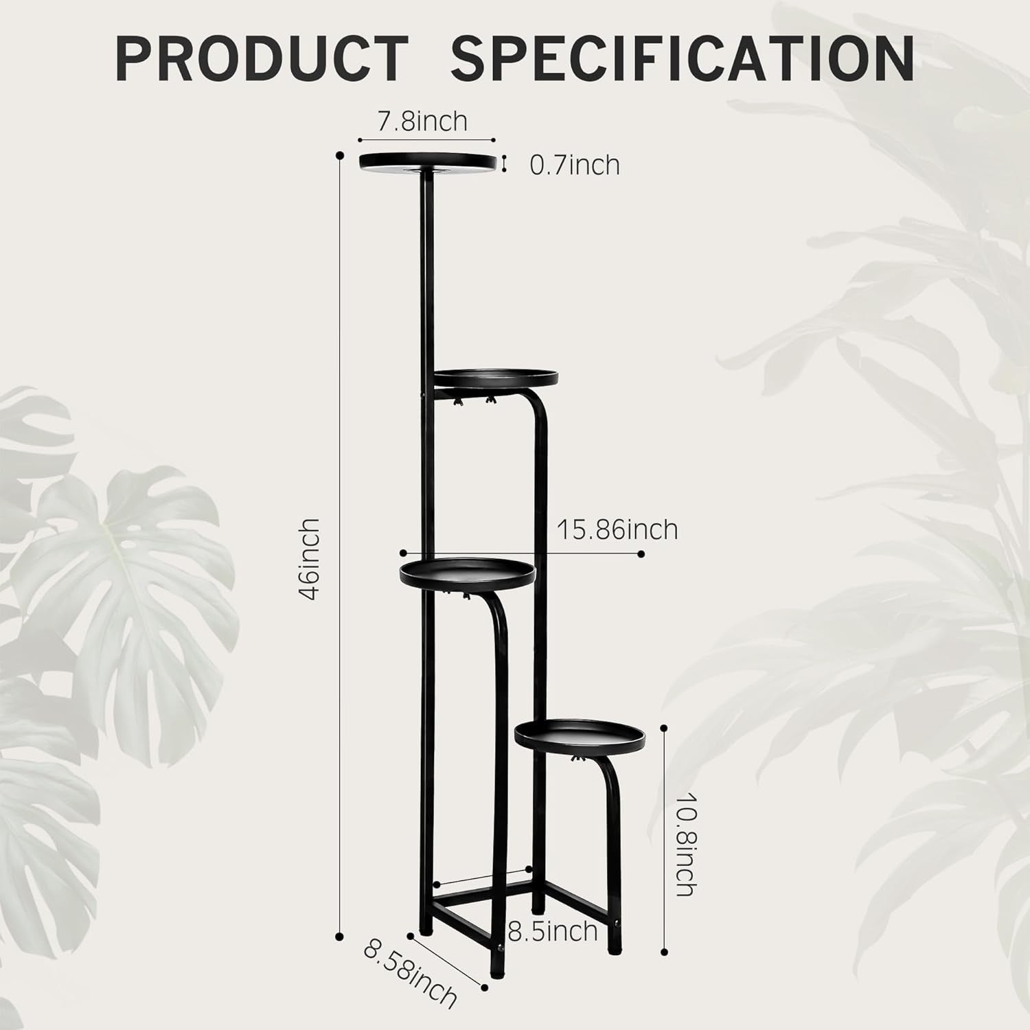 4 Tier Metal Plant Stand Indoor Outdoor Corner Flower Shelf Rack