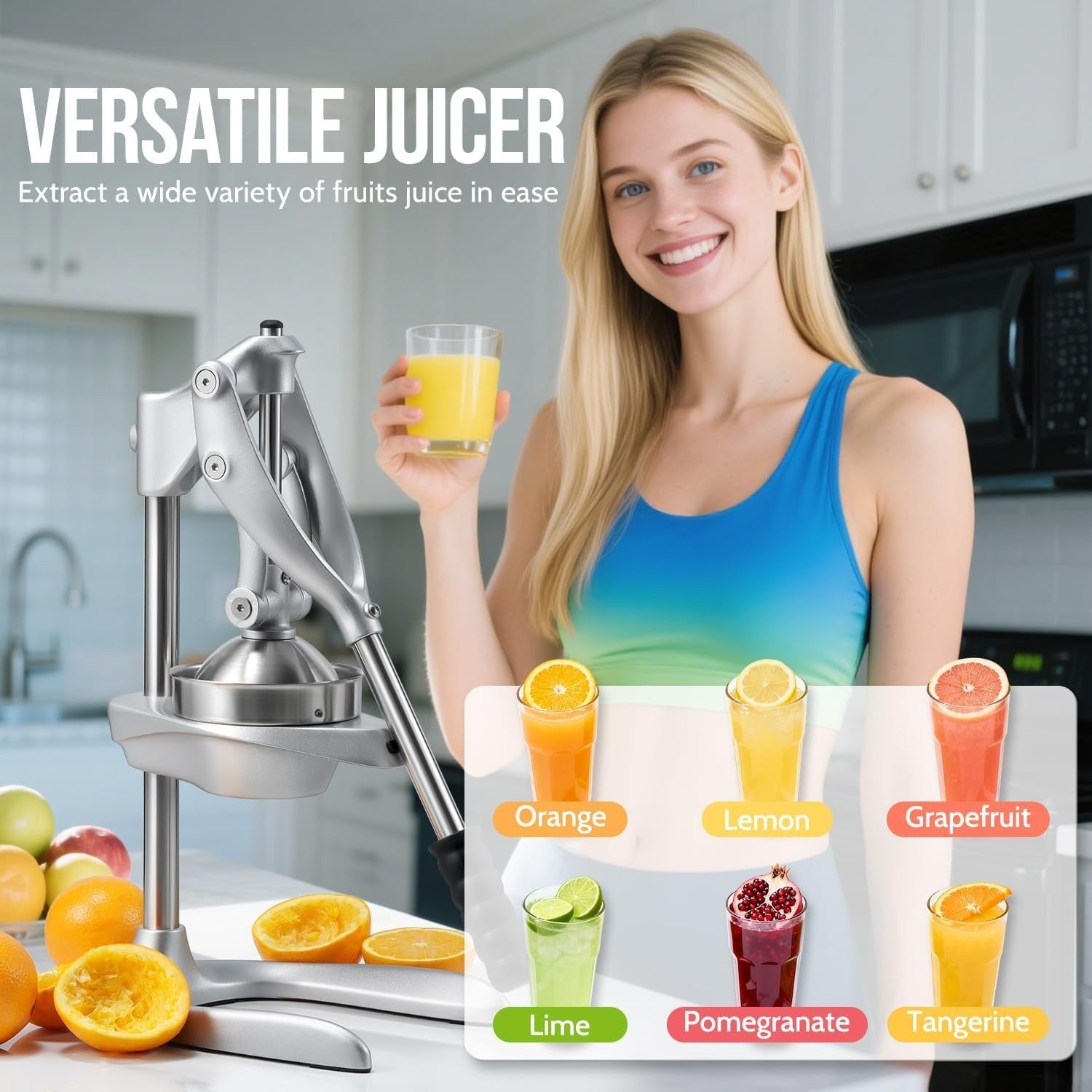 Manual Citrus Juicer Heavy Duty Stainless Steel Max Juice Press