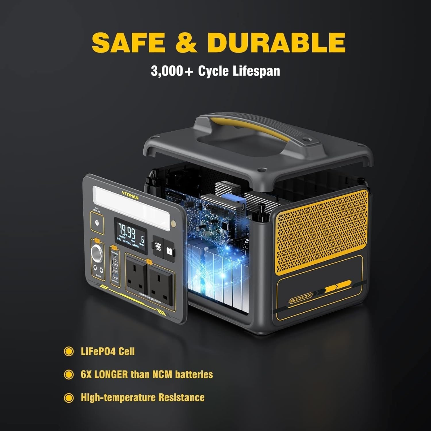 Portable Power Station 600W Solar Generator 299Wh USB-C AC RV Camping