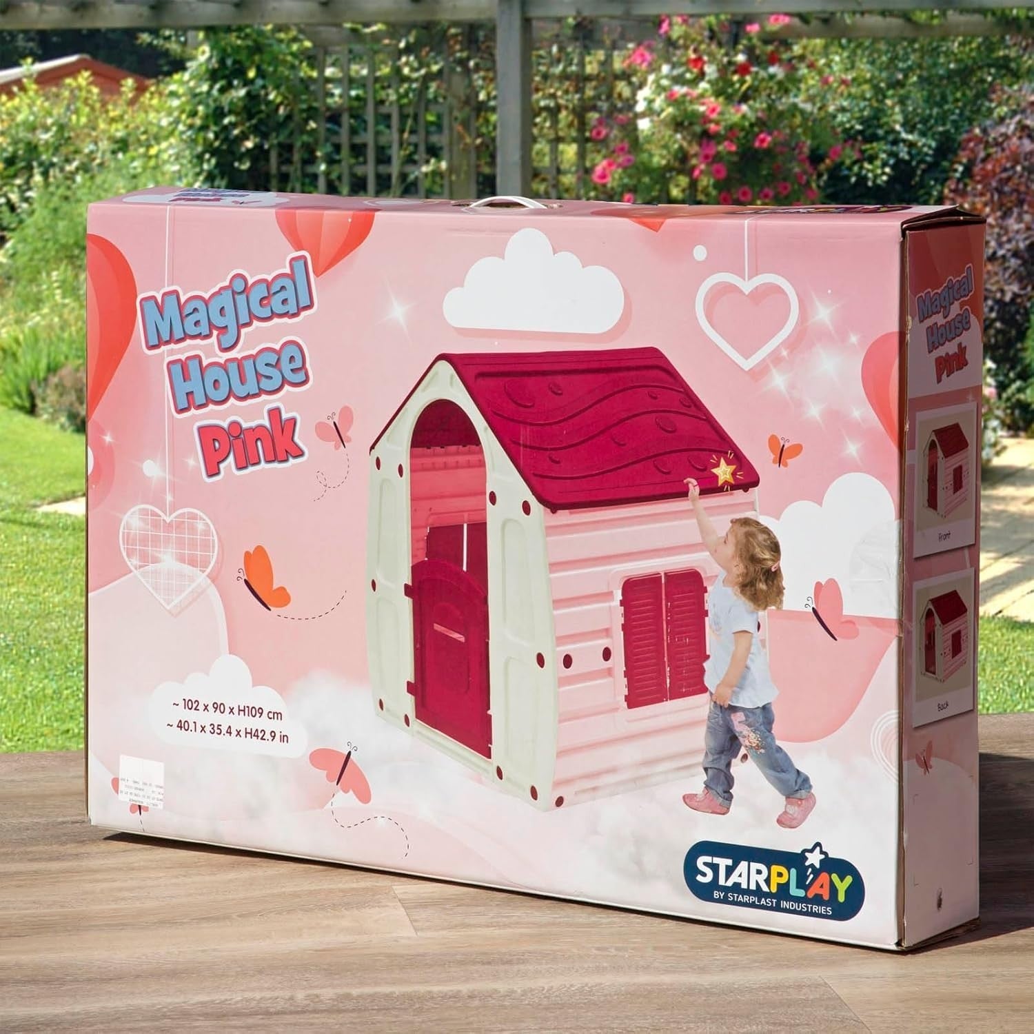 Pink Kids Playhouse Wendy House Indoor Outdoor Plastic Garden Fun