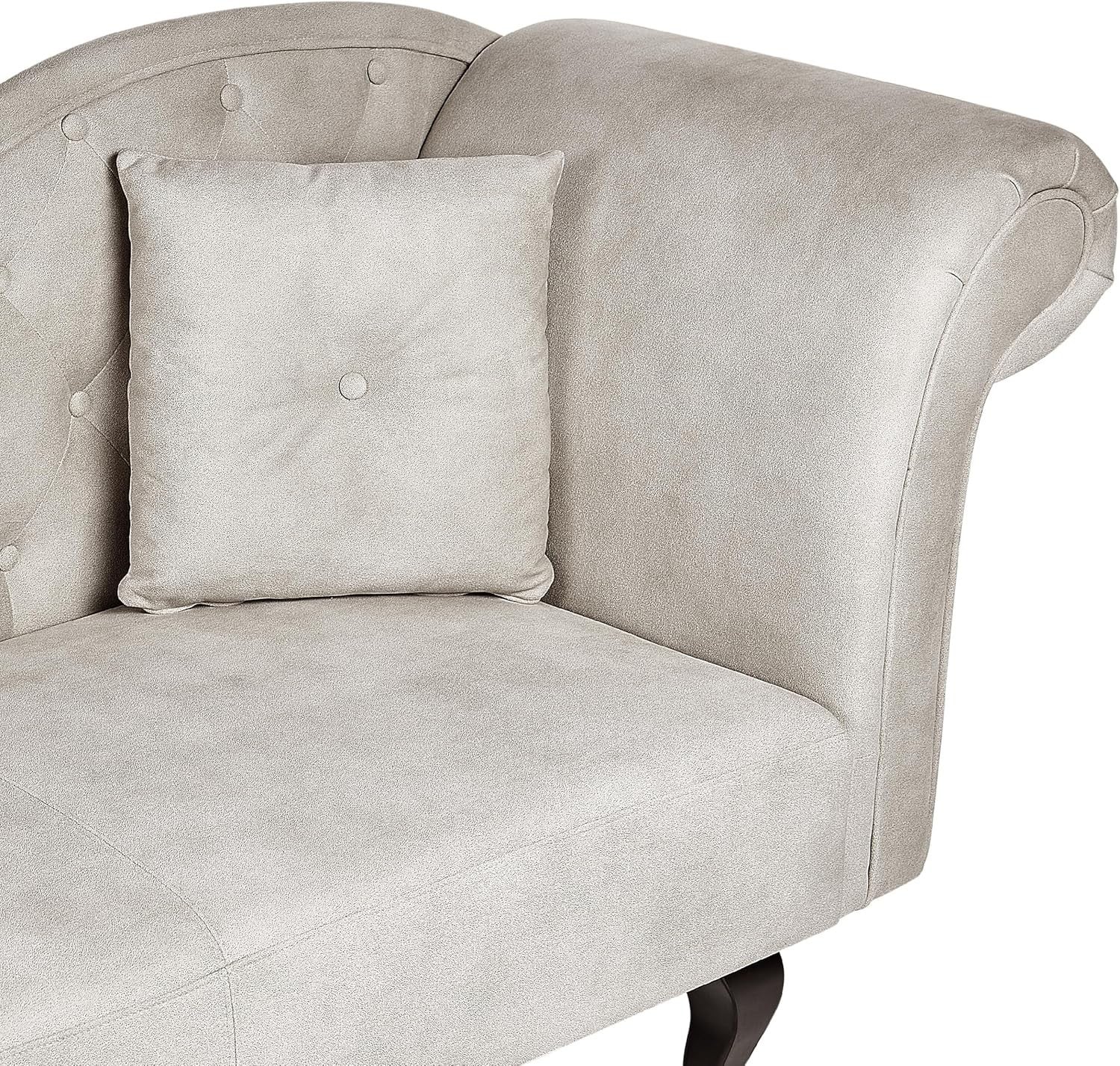 Taupe Velvet Right Hand Chaise Lounge Button Tufted Recliner with Cushion
