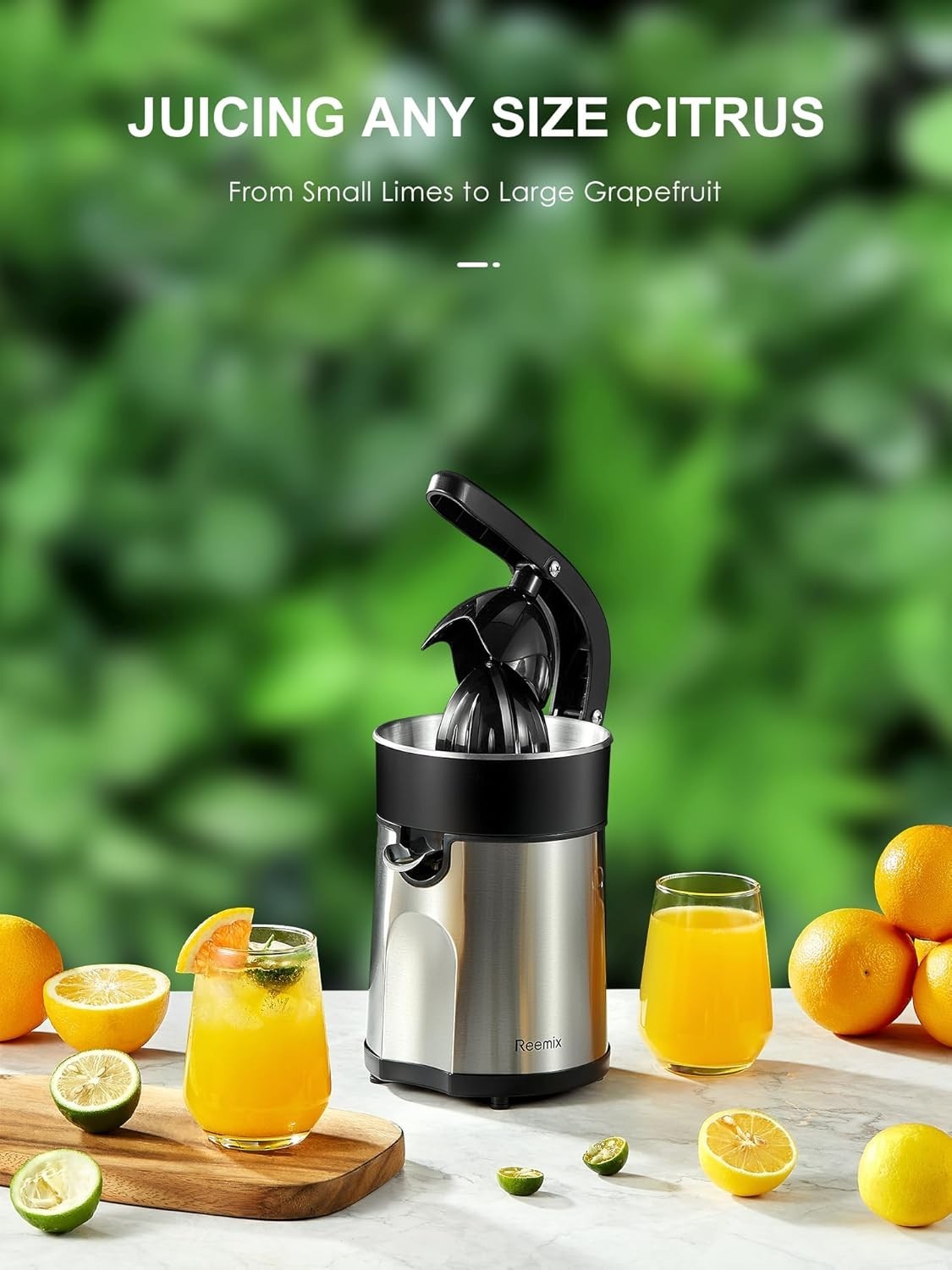 Electric Citrus Juicer Easy Press Stainless Steel Dual Cone Quiet 120V