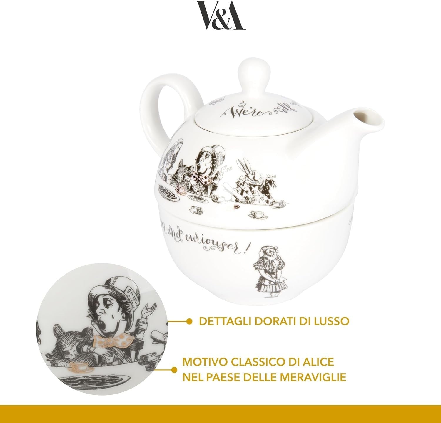 Fine China Teapot and Cup Set for One 250ml Gift Box Tea Set White