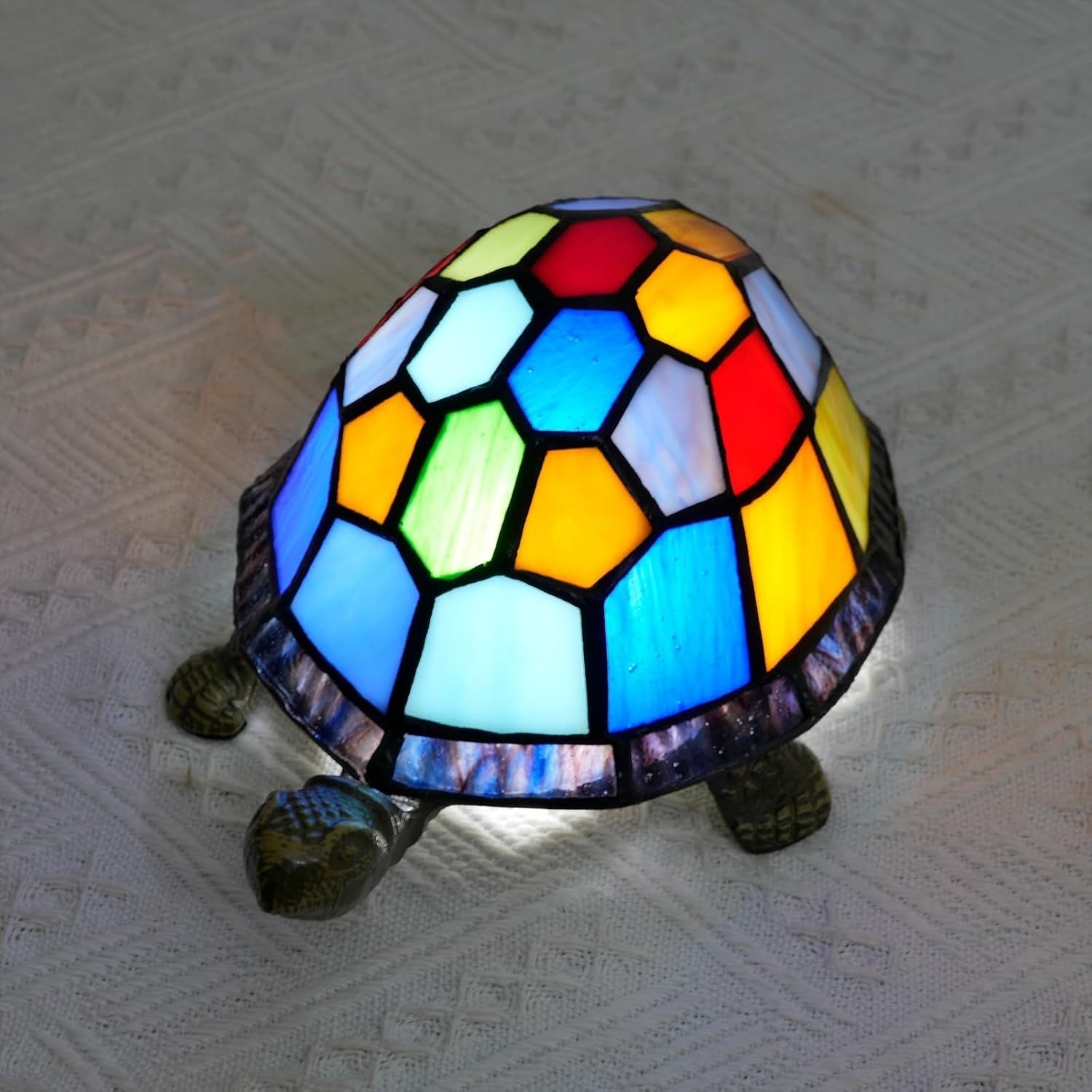 Stained Glass Turtle Lamp Night Light | Kids Room Decor | Table & Desk Lamp