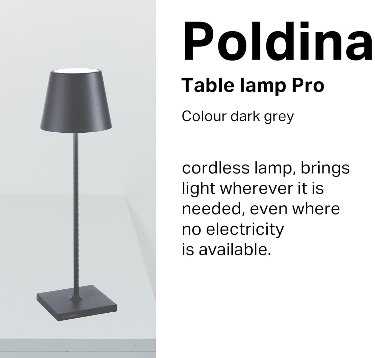 Rechargeable Cordless LED Table Lamp Touch Dimmer Indoor Outdoor Light 38cm