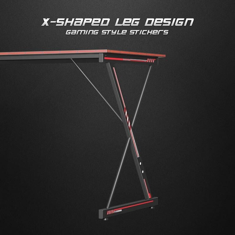 Gaming Desk 120cm with Carbon Fibre Top & Hook – X-Shape PC Gamer Table