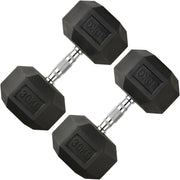 Hex Dumbbells Pair 2.5kg–60kg Rubber Coated Anti Roll Home Gym Weights