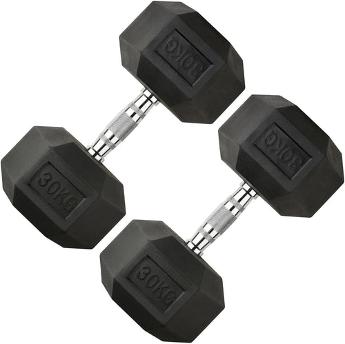Hex Dumbbells Pair 2.5kg–60kg Rubber Coated Anti Roll Home Gym Weights