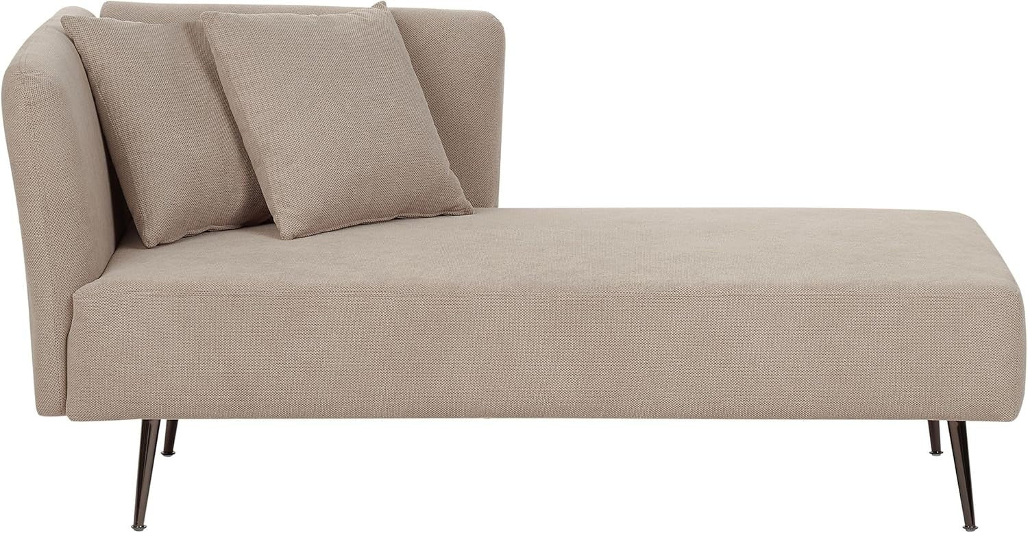 Modern Left Hand Beige Chaise Lounge Recliner with Cushions Polyester Fabric