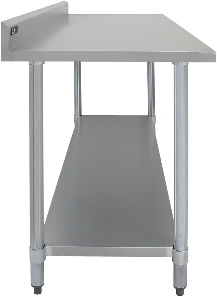 4FT Stainless Steel Catering Prep Table 250kg Bench Shelf Backsplash 120x60