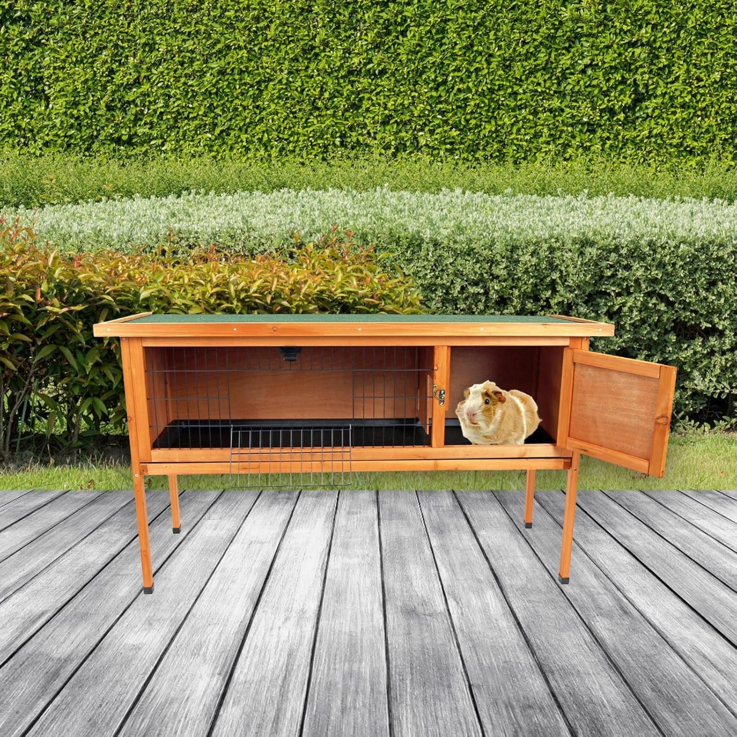 Large Wooden Rabbit Hutch Outdoor Raised 4ft Guinea Pig Cage