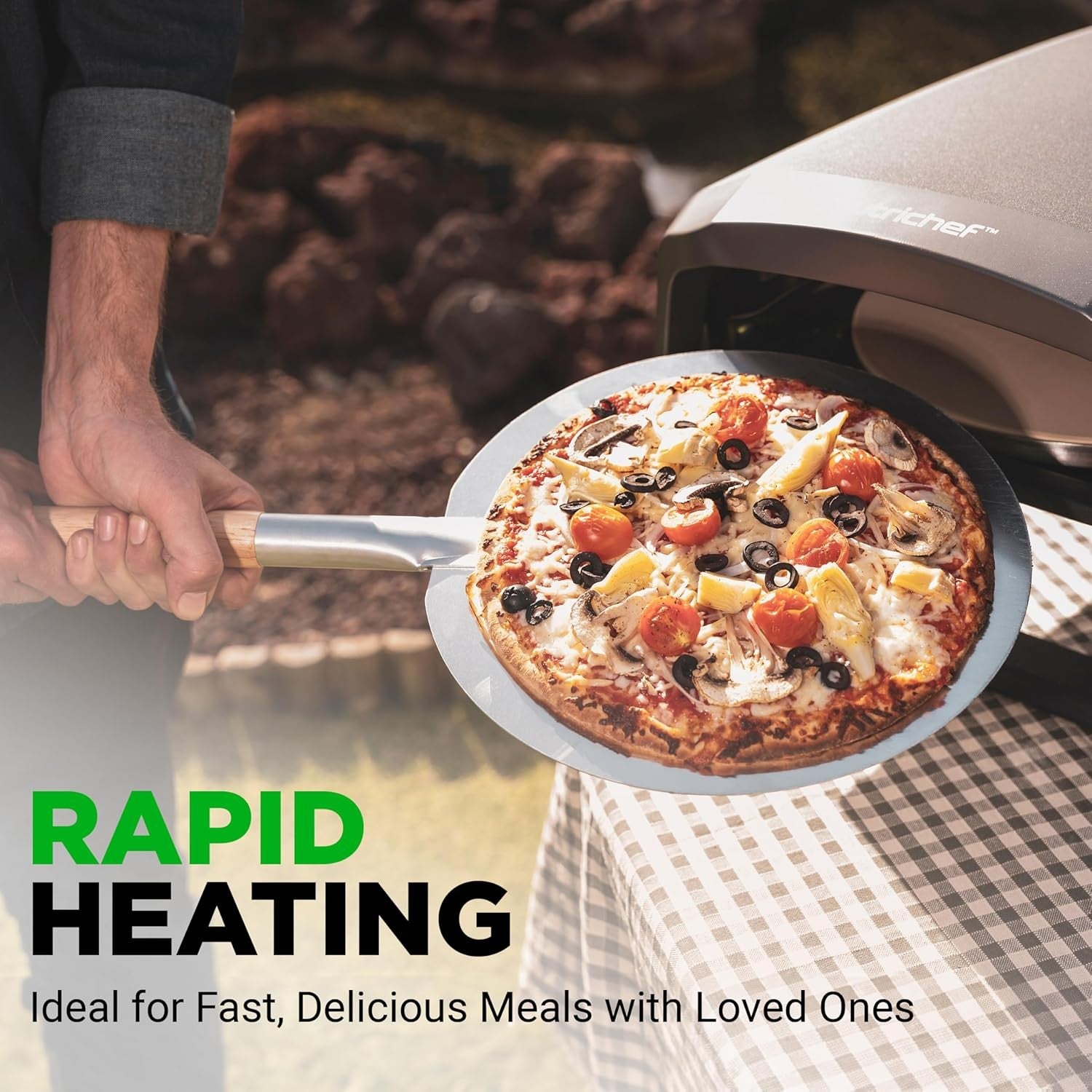 12" Outdoor Parties Gas Pizza Oven 500°C Rotating Stainless Steel BBQ Grill