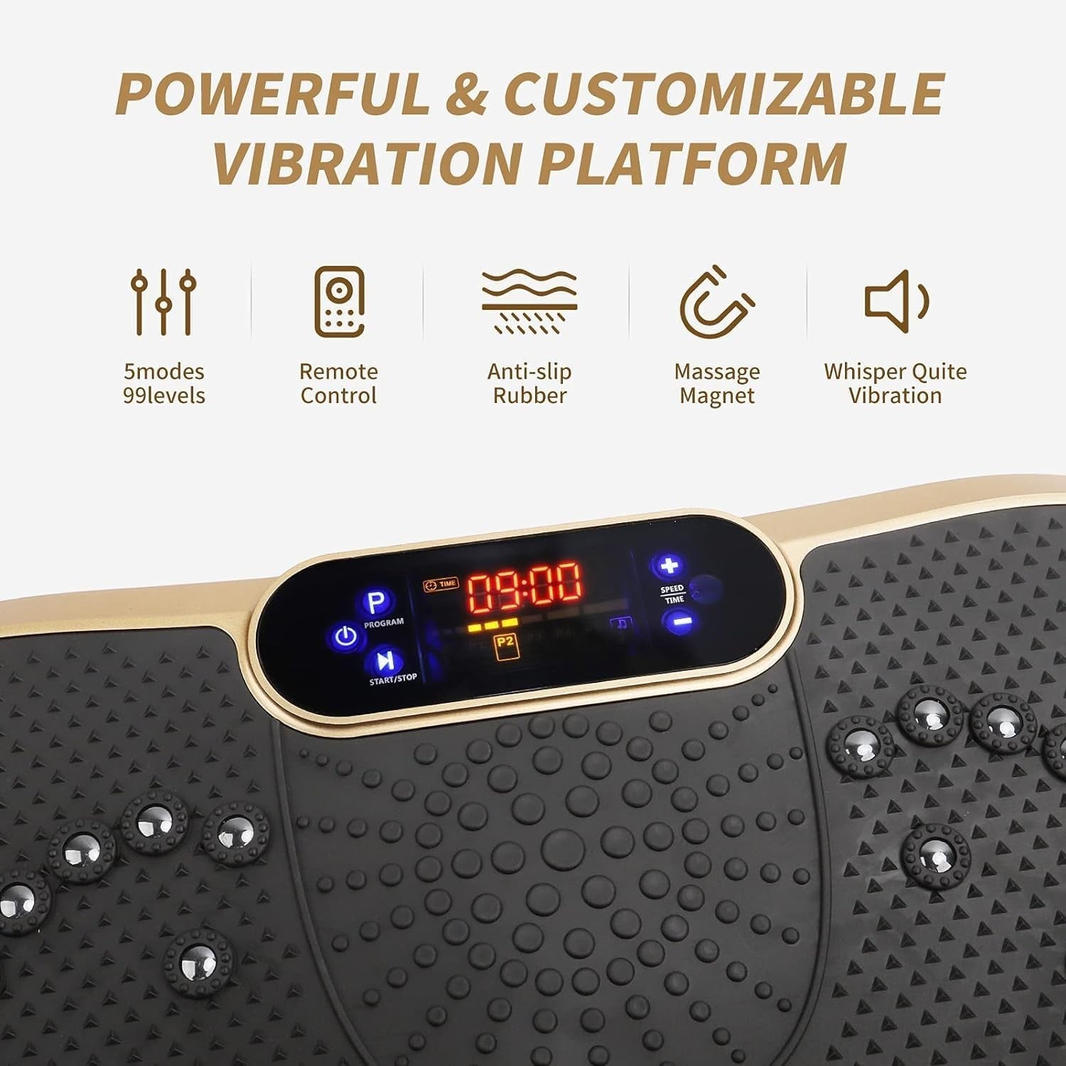 Gold Slim Vibration Plate Fitness Platform 99 Speed Home Shaper